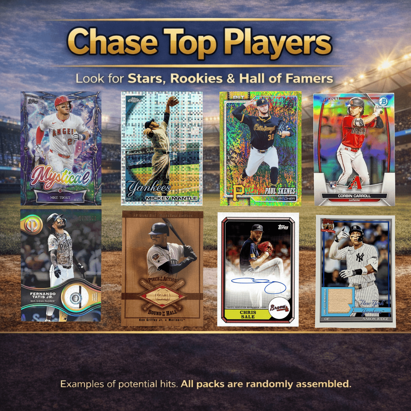 Baseball Graded Card Mystery Pack (3 Cards) – 1 Graded PSA/BGS, 1 Auto or Memorabilia, 1 Rookie/Parallel